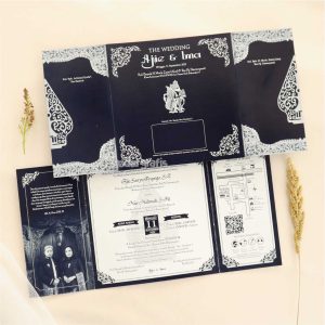 Undangan 1 warna hitam ornamen jawa